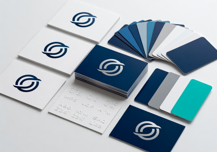 ZymoraOrbit brand identity materials including logo cards typography samples and color swatches on white surface